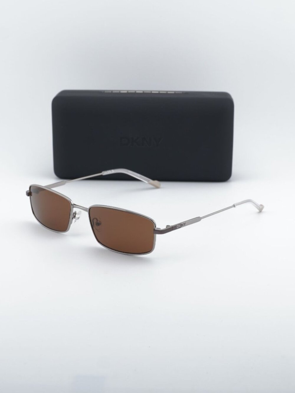 DKNY DK119S 070 Rectangle Sunglasses - Gunmetal / Brown